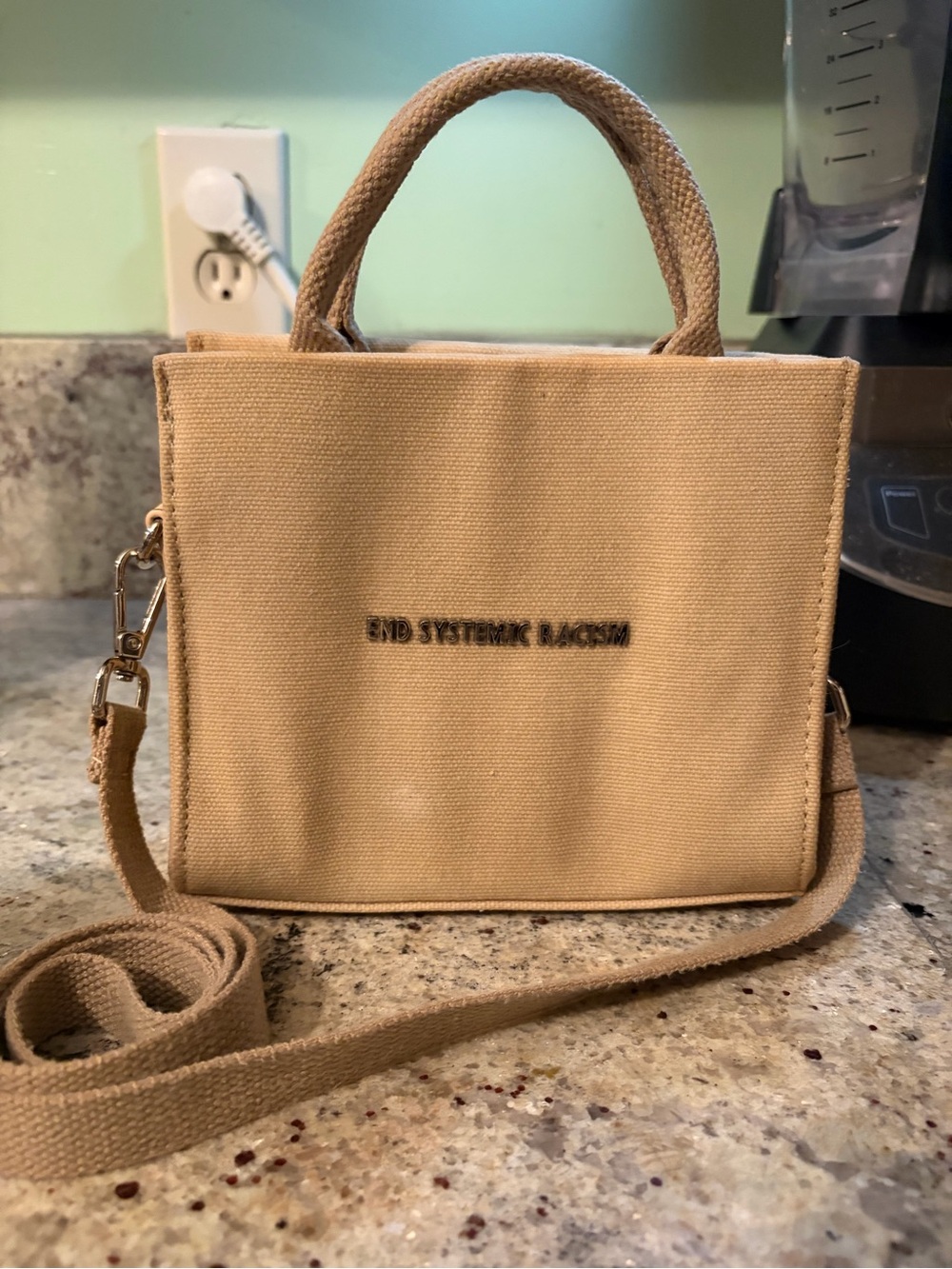 Brandon Blackwood Beige Mini Canvas Tote
